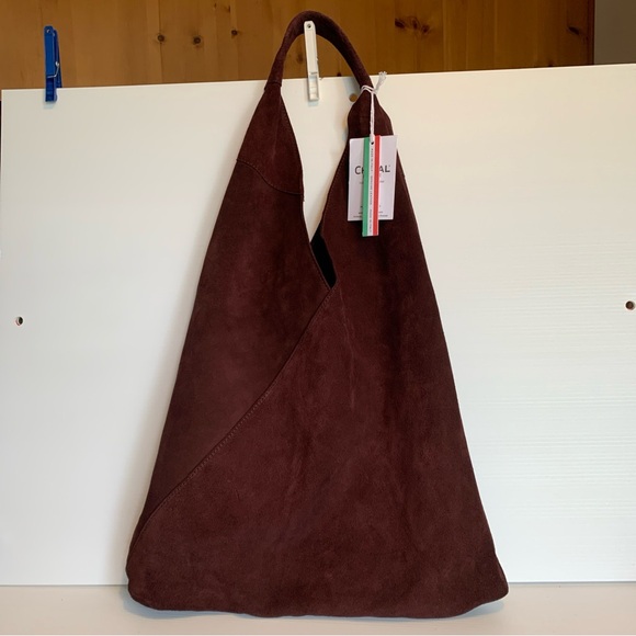 CHEVAL Firenze Genuine Suede Hobo Shoulder Bag in Wine Mahogany - Picture 12 of 13